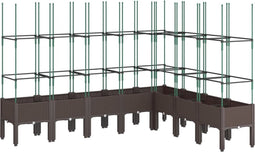 vidaXL - Plantenbak - met - latwerk - 200x160x142,5 - cm - polypropeen - bruin