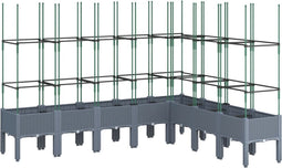 vidaXL - Plantenbak - met - latwerk - 200x160x142,5 - cm - polypropeen - grijs