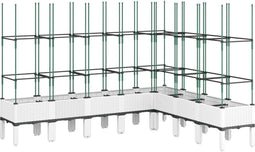 vidaXL - Plantenbak - met - latwerk - 200x160x142,5 - cm - polypropeen - wit