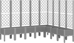 vidaXL - Plantenbak - met - latwerk - 200x160x142 - cm - polypropeen - lichtgrijs