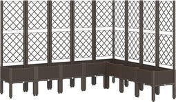 vidaXL - Plantenbak - met - latwerk - 200x160x142 - cm - polypropeen - bruin