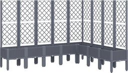 vidaXL - Plantenbak - met - latwerk - 200x160x142 - cm - polypropeen - grijs
