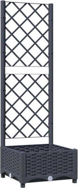 vidaXL - Plantenbak - met - latwerk - 40x40x121,5 - cm - polypropeen