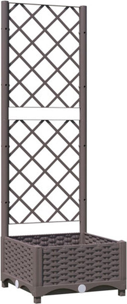 vidaXL - Plantenbak - met - latwerk - 40x40x121,5 - cm - polypropeen - bruin