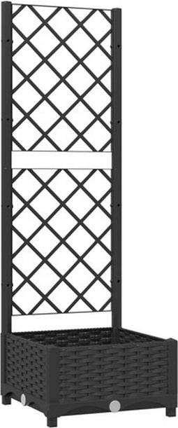 vidaXL - Plantenbak - met - latwerk - 40x40x121,5 - cm - polypropeen - zwart