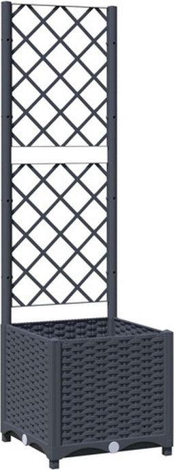 vidaXL - Plantenbak - met - latwerk - 40x40x136 - cm - polypropeen - donkergrijs