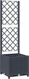 vidaXL - Plantenbak - met - latwerk - 40x40x136 - cm - polypropeen - donkergrijs
