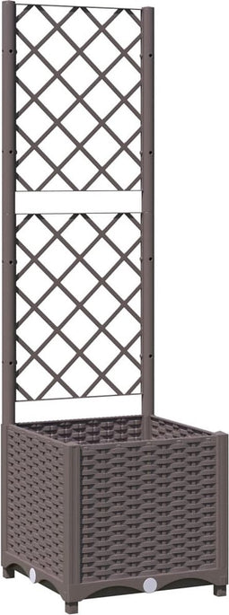 vidaXL - Plantenbak - met - latwerk - 40x40x136 - cm - polypropeen - bruin