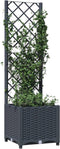 vidaXL - Plantenbak - met - latwerk - 40x40x136 - cm - polypropeen - donkergrijs