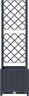 vidaXL - Plantenbak - met - latwerk - 40x40x136 - cm - polypropeen - donkergrijs