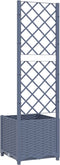vidaXL - Plantenbak - met - latwerk - 40x40x136 - cm - polypropeen - donkergrijs