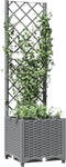 vidaXL - Plantenbak - met - latwerk - 40x40x136 - cm - polypropeen - lichtgrijs