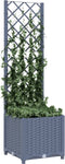 vidaXL - Plantenbak - met - latwerk - 40x40x136 - cm - polypropeen - donkergrijs