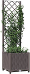 vidaXL - Plantenbak - met - latwerk - 40x40x136 - cm - polypropeen - bruin