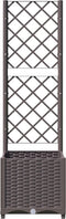 vidaXL - Plantenbak - met - latwerk - 40x40x136 - cm - polypropeen - bruin