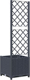 vidaXL - Plantenbak - met - latwerk - 40x40x136 - cm - polypropeen - donkergrijs