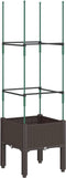 vidaXL - Plantenbak - met - latwerk - 40x40x142,5 - cm - polypropeen - bruin