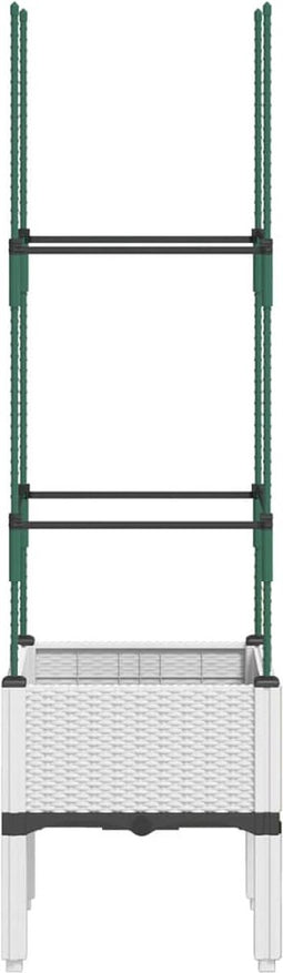 vidaXL - Plantenbak - met - latwerk - 40x40x142,5 - cm - polypropeen - wit