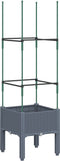 vidaXL - Plantenbak - met - latwerk - 40x40x142,5 - cm - polypropeen - grijs
