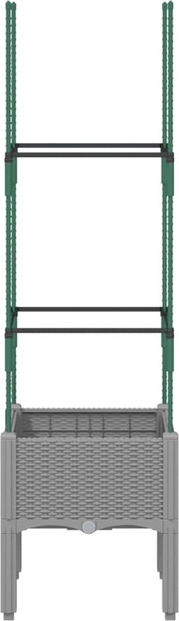 vidaXL - Plantenbak - met - latwerk - 40x40x142,5 - cm - polypropeen - lichtgrijs