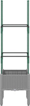 vidaXL - Plantenbak - met - latwerk - 40x40x142,5 - cm - polypropeen - lichtgrijs