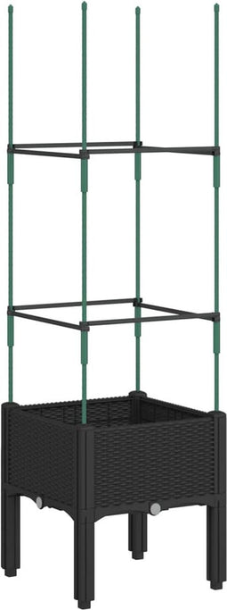 vidaXL - Plantenbak - met - latwerk - 40x40x142,5 - cm - polypropeen - zwart