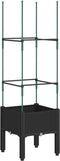 vidaXL - Plantenbak - met - latwerk - 40x40x142,5 - cm - polypropeen - zwart