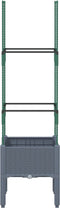 vidaXL - Plantenbak - met - latwerk - 40x40x142,5 - cm - polypropeen - grijs