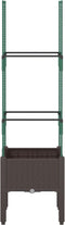 vidaXL - Plantenbak - met - latwerk - 40x40x142,5 - cm - polypropeen - bruin