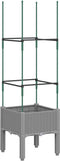 vidaXL - Plantenbak - met - latwerk - 40x40x142,5 - cm - polypropeen - lichtgrijs