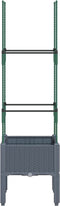 vidaXL - Plantenbak - met - latwerk - 40x40x142,5 - cm - polypropeen - grijs