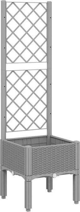 vidaXL - Plantenbak - met - latwerk - 40x40x142 - cm - polypropeen - lichtgrijs