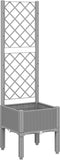 vidaXL - Plantenbak - met - latwerk - 40x40x142 - cm - polypropeen - lichtgrijs