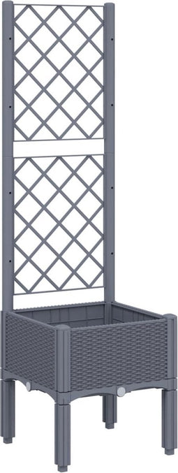 vidaXL - Plantenbak - met - latwerk - 40x40x142 - cm - polypropeen - grijs