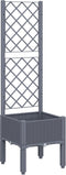 vidaXL - Plantenbak - met - latwerk - 40x40x142 - cm - polypropeen - grijs