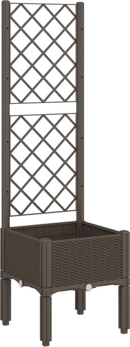 vidaXL - Plantenbak - met - latwerk - 40x40x142 - cm - polypropeen - bruin