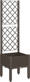 vidaXL - Plantenbak - met - latwerk - 40x40x142 - cm - polypropeen - bruin