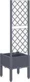 vidaXL - Plantenbak - met - latwerk - 40x40x142 - cm - polypropeen - grijs
