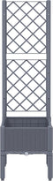 vidaXL - Plantenbak - met - latwerk - 40x40x142 - cm - polypropeen - grijs