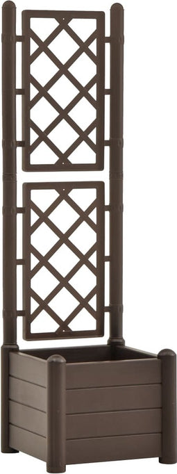 vidaXL - Plantenbak - met - latwerk - 43x43x142 - cm - PP - mokka