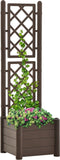 vidaXL - Plantenbak - met - latwerk - 43x43x142 - cm - PP - mokka