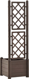 vidaXL - Plantenbak - met - latwerk - 43x43x142 - cm - PP - mokka