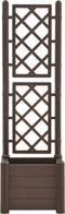 vidaXL - Plantenbak - met - latwerk - 43x43x142 - cm - PP - mokka