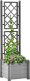 vidaXL - Plantenbak - met - latwerk - 43x43x142 - cm - PP - steengrijs