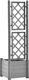 vidaXL - Plantenbak - met - latwerk - 43x43x142 - cm - PP - steengrijs