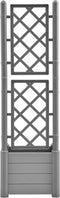 vidaXL - Plantenbak - met - latwerk - 43x43x142 - cm - PP - steengrijs