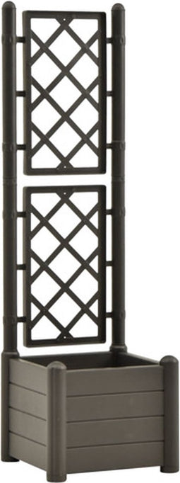 vidaXL - Plantenbak - met - latwerk - 43x43x142 - cm - PP - antracietkleurig