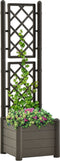 vidaXL - Plantenbak - met - latwerk - 43x43x142 - cm - PP - antracietkleurig