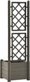 vidaXL - Plantenbak - met - latwerk - 43x43x142 - cm - PP - antracietkleurig
