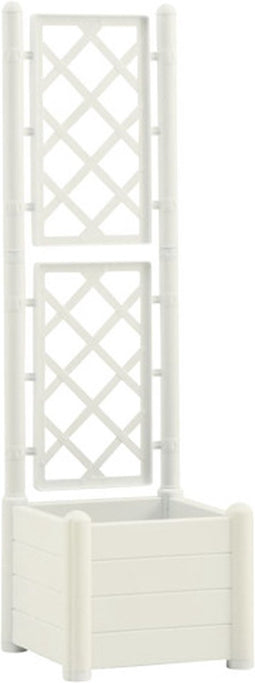 vidaXL - Plantenbak - met - latwerk - 43x43x142 - cm - PP - wit
